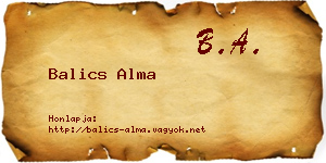 Balics Alma névjegykártya